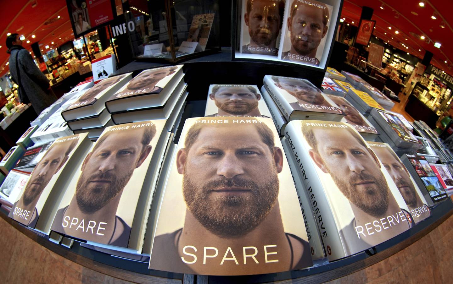 Copies of Spare at a book store in Berlin, Germany which went on sale last week. AP
