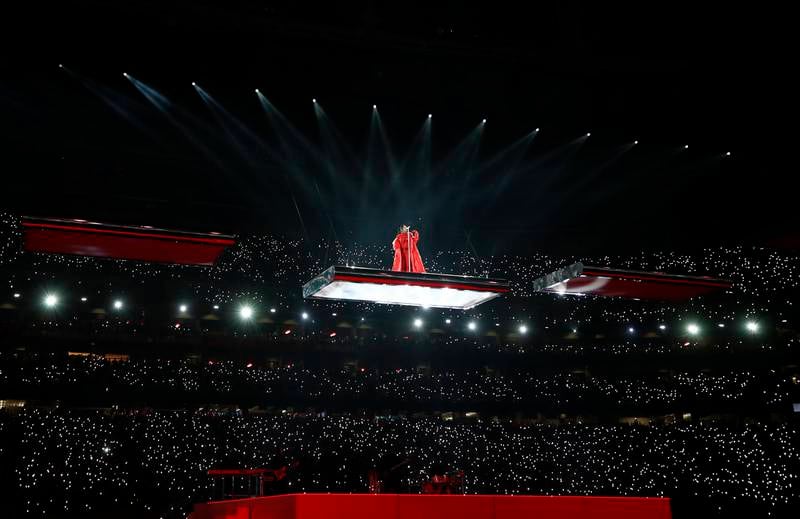 Rihanna performs during halftime at Super Bowl LVII between the Kansas City Chiefs and the Philadelphia Eagles in Glendale, Arizona. EPA