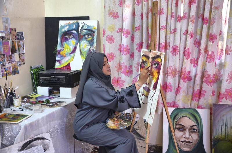 Abeer Al Hadrami wants to bring her paintings to the world through international art events. Photh by Saeed Al Batati