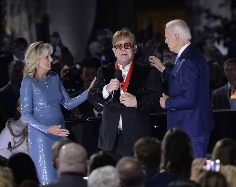 Sir Elton was visibly taken aback by the honour. Bloomberg