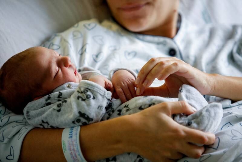 Baby Leonardo rests in the arms of his mother, Viviana Valente, in Rome's Santo Spirito Hospital. Reuters