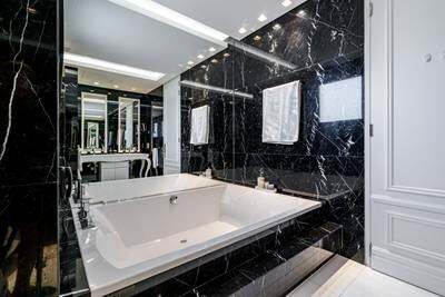 A typically marble-clad Dubai bathroom.