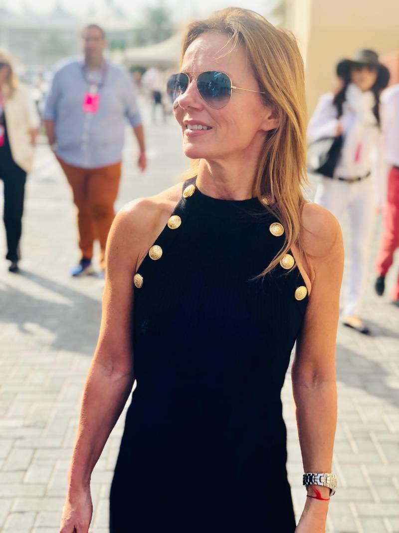Geri Halliwell returns to The Paddock for race day. Courtesy of: Yas Marina Circuit 