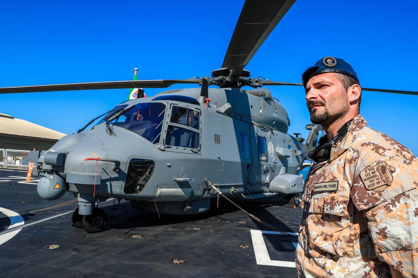 Abu Dhabi, U.A.E., February 14, 2019.  European Multi-Mission Frigate (FREMM), Carlo Margottini has docked at the Abu Dhabi Port with Commander Marco Guerriero.  --  Italian Elite Special Forces.Victor Besa/The NationalSection:  NAReporter:  Charlie Mitchell