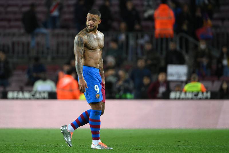 Barcelona forward Memphis Depay at the end of the match. AFP