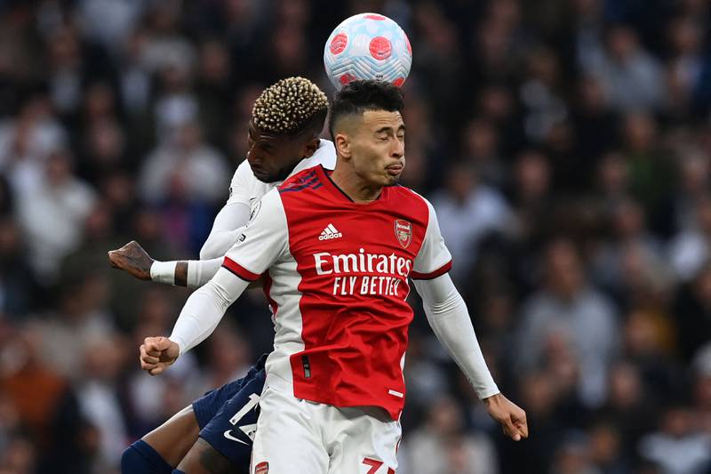 Gabriel Martinelli - 6: Ran Leeds ragged at weekend and looked a threat early on here until Spurs scored and Holding was sent off, turning game on head. Good run and ball supplied chance for Saka after break. AFP