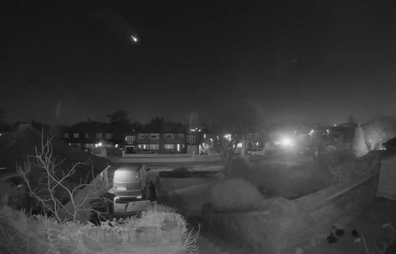 A meteor captured on a doorbell camera by Laura from Rickmansworth in Hertfordshire. PA