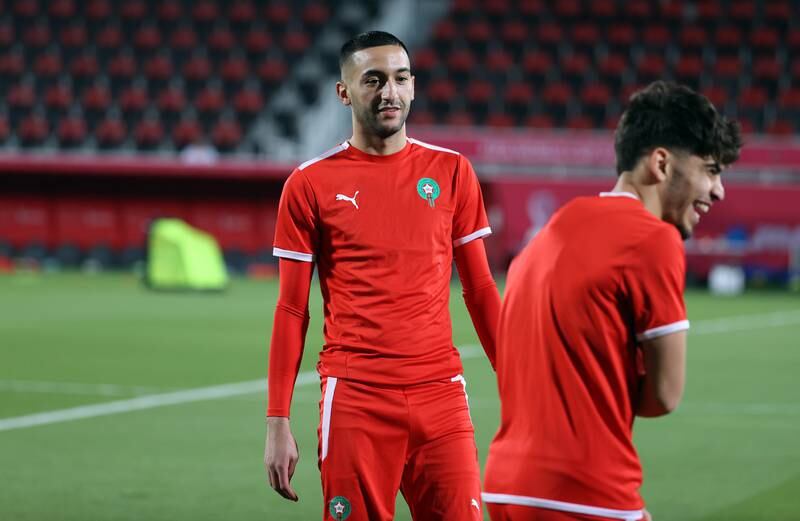 Hakim Ziyech during Morocco's training. EPA