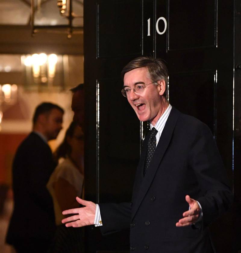 LONDON, ENGLAND - JULY 24:  Jacob Rees-Mogg arrives at Number 10, Downing Street on July 24, 2019 in London, England. Boris Johnson took the office of Prime Minister of the United Kingdom of Great Britain and Northern Ireland this afternoon and immediately began appointing new Cabinet Ministers. Former Foreign secretary and leadership rival Jeremy Hunt returns to the back benches, along with Liam Fox, Jeremy Wright, Penny Mordaunt and Karen Bradley.  (Photo by Jeff J Mitchell/Getty Images)
