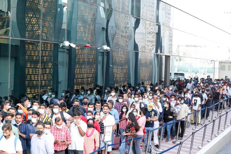 Long queues form outside India's Pavilion at the Expo 2020 Dubai site. All photos: Khushnum Bhandari / The National