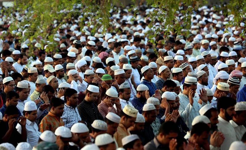Dubai, June, 15, 2018: Thousands gather at the Eidgah in Deira to offer Eid Prayers in Dubai. Satish Kumar for the National