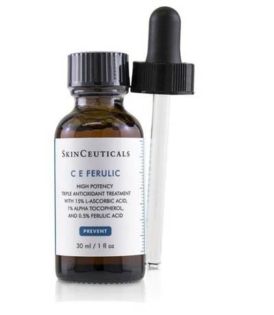 Ferulic acid offers sun protection, and reduces pigmentation, fine lines and wrinkles. Seen here, SkinCeuticals C E Ferulic High Potency Triple Antioxidant Treatment 30ml, Dh625, www.buycosmeticsnow.ae
