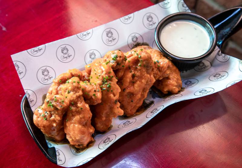 Buffalo wings with blue cheese sauce at Easy Tiger.