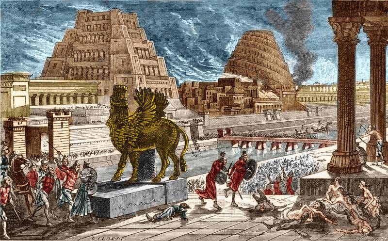 Print by Gilbert, 1881. | Location: Babylon, Mesopotamia. (Photo by Stefano Bianchetti/Corbis via Getty Images)