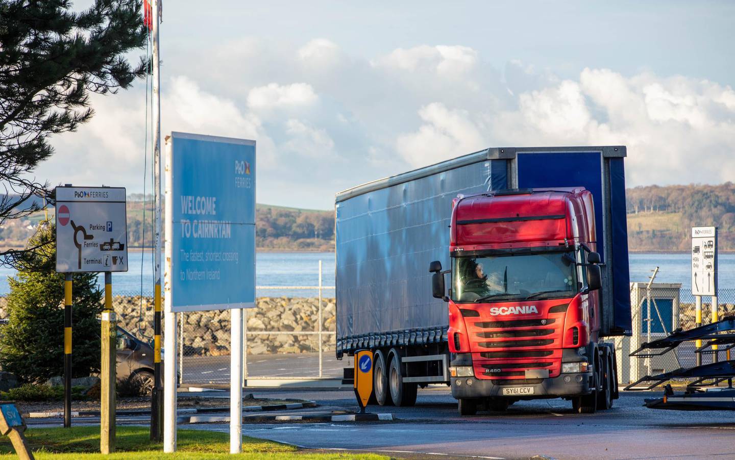 A haulage truck departs from Cairnryan Port, in Cairnryan, Scotland, U.K., on Monday, Dec. 7, 2020. U.K. Prime Minister Boris Johnson warned a time may be coming to recognize that Brexit negotiations have failed, as he prepares to travel to Brussels for crisis talks on a future trade deal. Photographer: Paul Faith/Bloomberg
