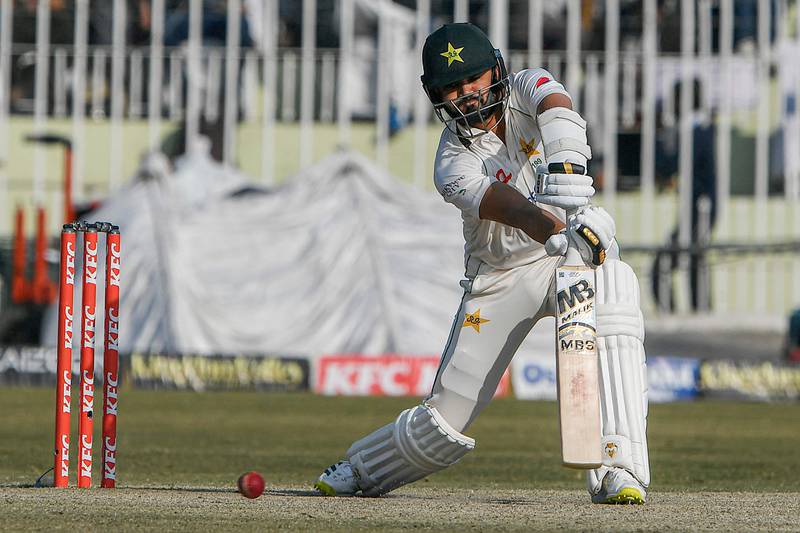 Pakistan's Azhar Ali plays a shot on his way to 40. AFP