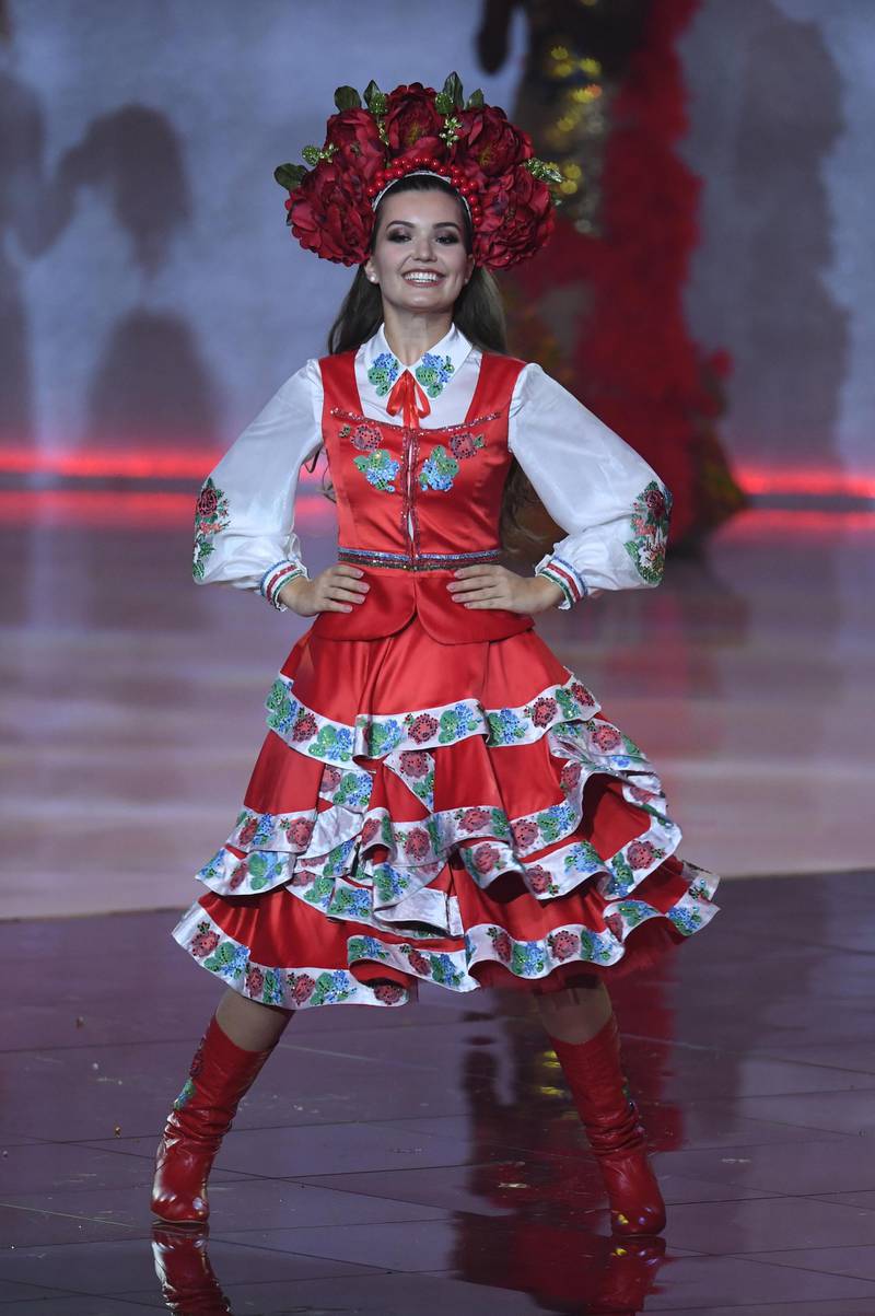 Miss Belarus Anastasia Laurynchuk performs during the Miss World 2019 final.  EPA