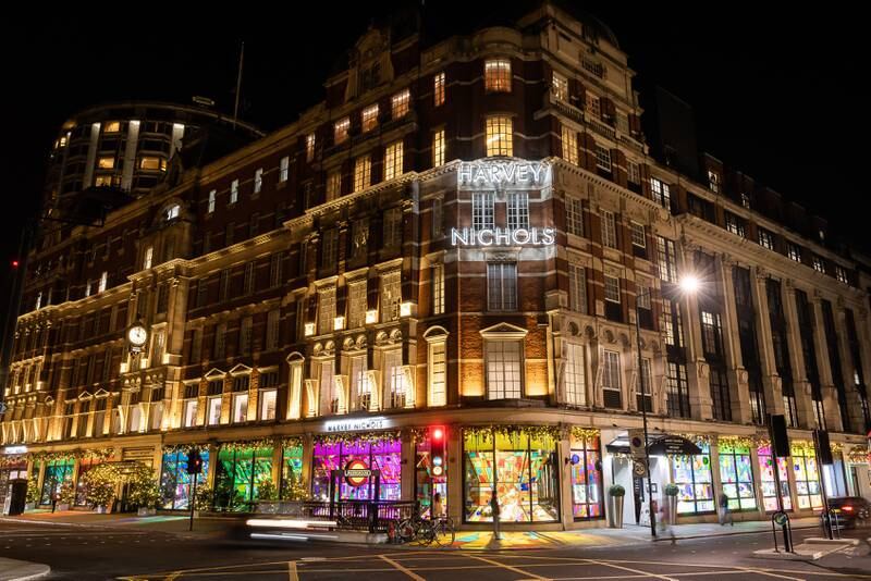 Harvey Nichols unveils the 2021 festive window displays in Knightsbridge. Getty Images