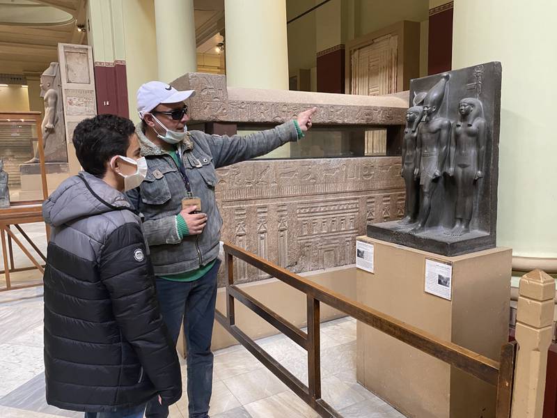Youssef is given an in-depth tour of the Egyptian Museum in Cairo where he will train to become a guide. Nada El Sawy / The National