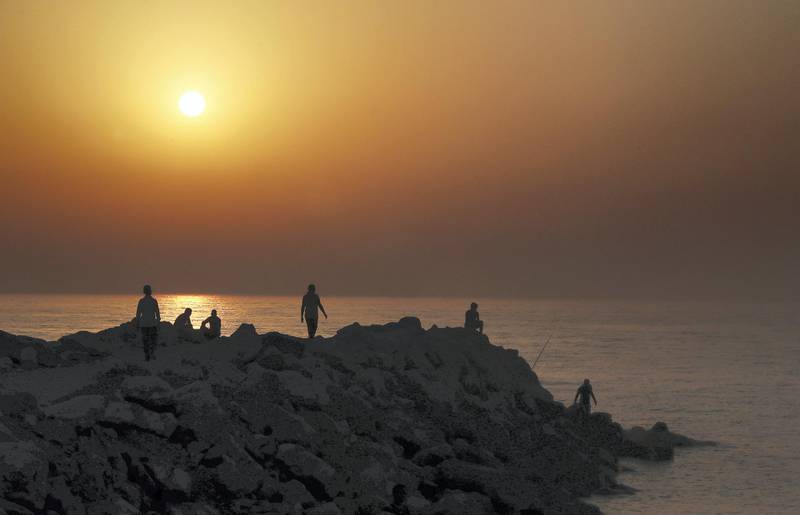 RAK, UNITED ARAB EMIRATES , May 28 – 2020 :- People spending time during the evening near the beach area in Ras Al Khaimah. UAE government lifts the coronavirus restriction for the residents and businesses around the country. (Pawan Singh / The National) For News/Online/Stock/Instagram/Big Picture