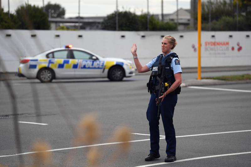Police cordon off Strickland Street where a car bomb has been found in Christchurch, New Zealand. Getty Images