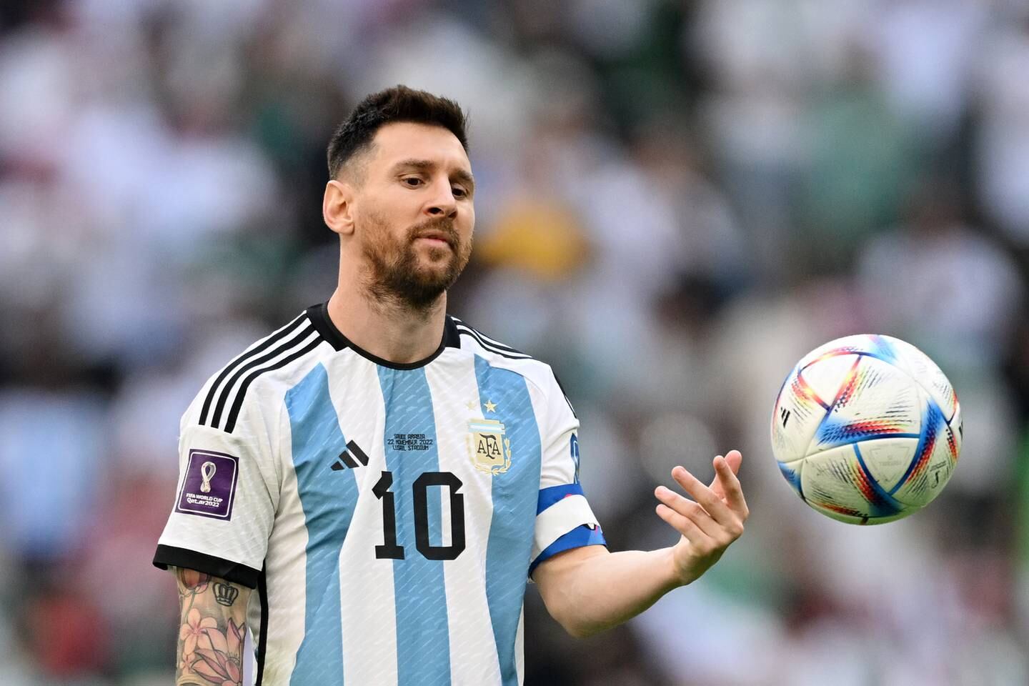 Lionel Messi during Argentina's shock defeat against Saudi Arabia. Getty