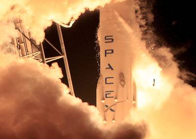 A remodelled version of the Space X rocket lifts off from Cape Canaveral. Reuters