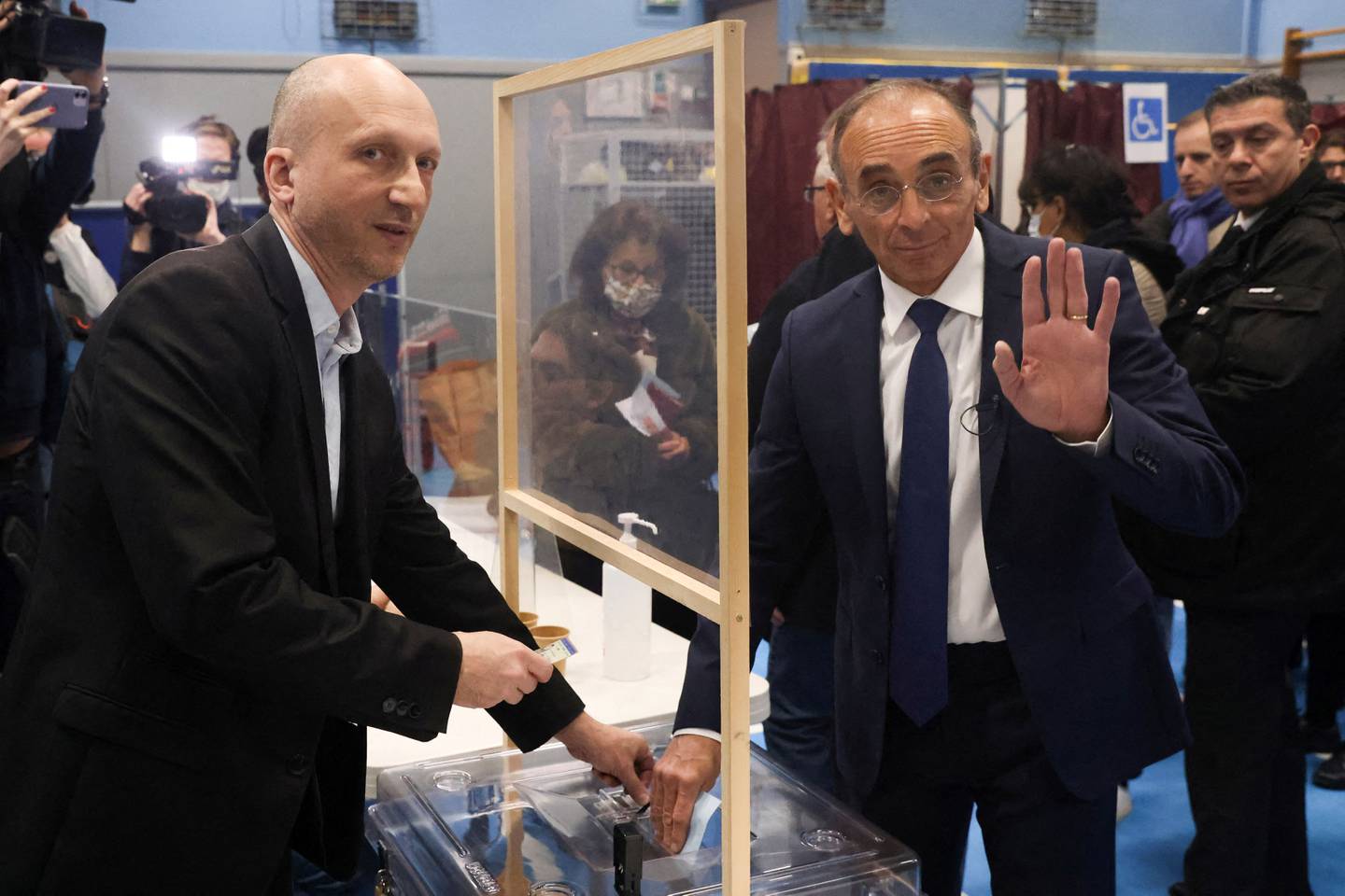 Far-right commentator Eric Zemmour casts his ballot in the first round of the 2022 French presidential election in Paris on Sunday. Reuters