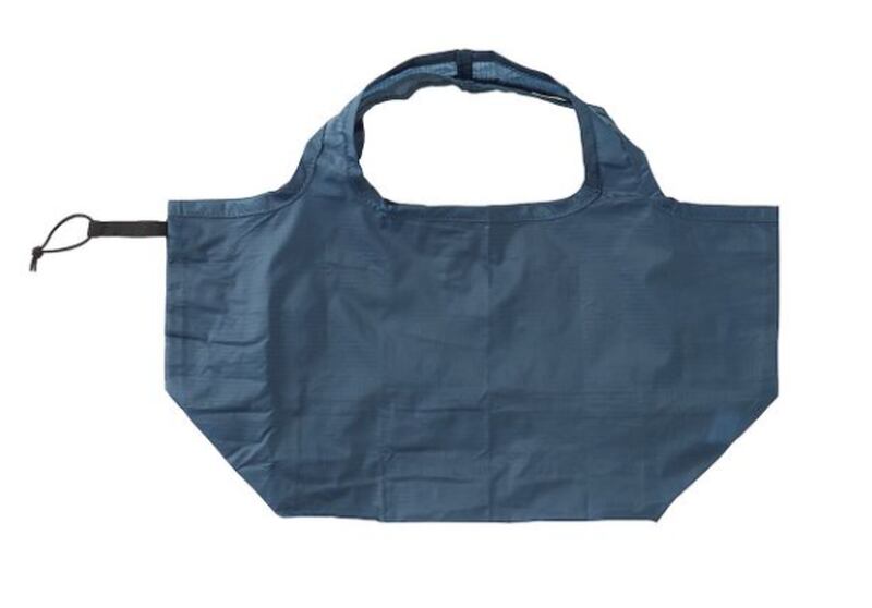 Blue nylon shopping bag, Dh20 at Muji