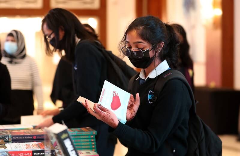 Students from Gems Metropole school attend the Emirates Airline Festival of Literature.