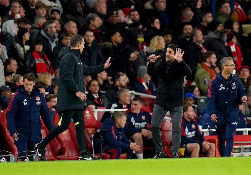 Arsenal manager Mikel Arteta reacts on the touchline during his side's 0-0 Premier League draw against Newcastle United at the Emirates Stadium on Tuesday, January 3, 2023. PA