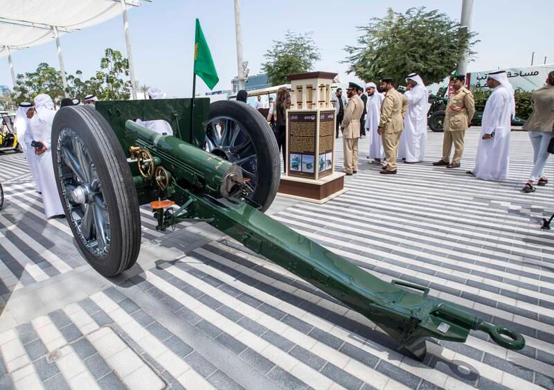 The historic French cannon on display at Expo City Dubai on Monday. Ruel Pableo / The National