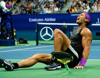 Rafael Nadal celebrates his victory over Daniil Medvedev. AFP