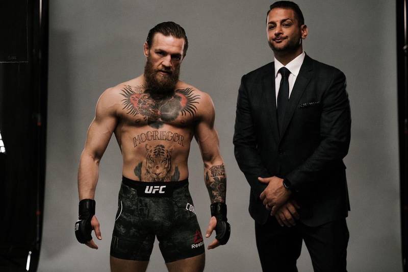 Audie Attar, right, founder and CEO of Paradigm Sports Management, alongside star client Conor McGregor. Courtesy photo