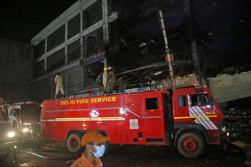 Many fire engines were at the scene late into the night. Reuters