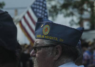 A veteran attends a memorial service in Berlin Heights, Ohio, for US soldiers killed in Kabul. Getty Images / AFP