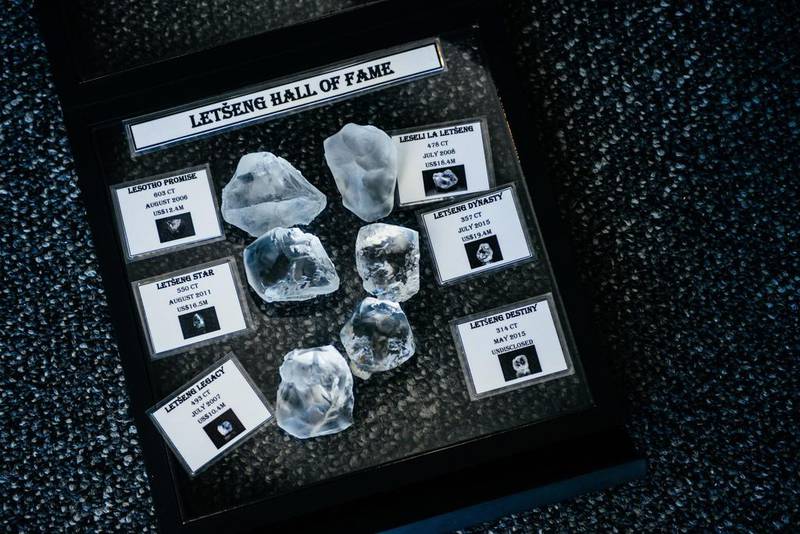 Examples of high carat diamonds found in the open pits at the Letseng diamond mine. Waldo Swiegers / Bloomberg