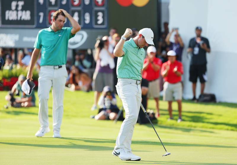 Rory McIlroy celebrates his win. AFP