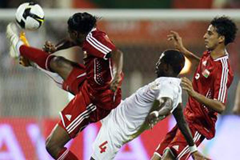 Oman's Emad al Housani and Ahmed Mubarak challenge Bahrain's Abdullah Fatadi on Saturday.