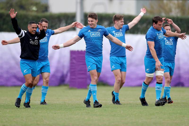 New Zealand players training in Tokyo on Thursday. Getty