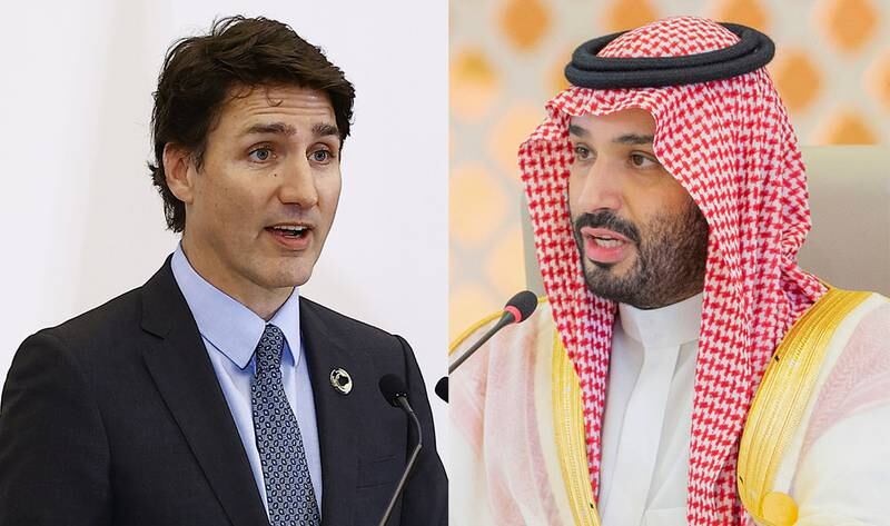 Justin Trudeau, Canadian Prime Minister, and Saudi Crown Prince Prince Mohammed bin Salman. AP