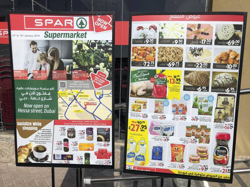 Dubai, United Arab Emirates - January 16, 2019: New Spar supermarket in Dubai. Wednesday, January 16th, 2019 on Hessa Street, Dubai. Chris Whiteoak/The National