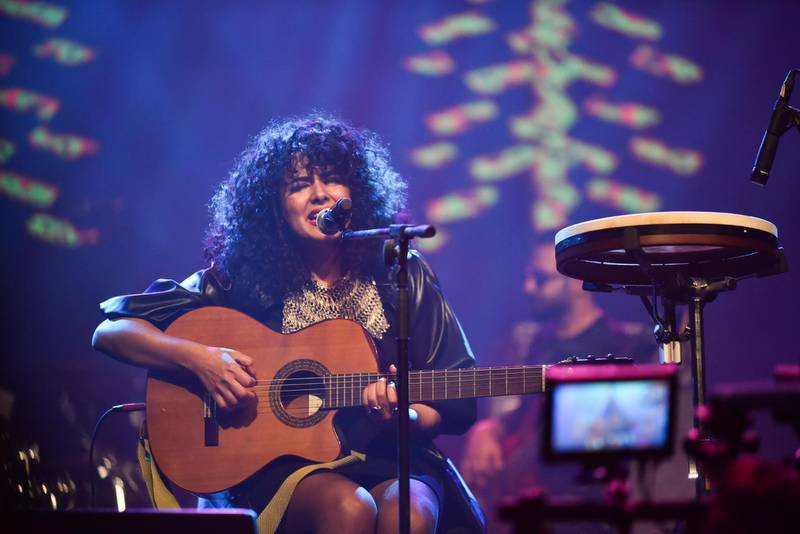 Egyptian singer Dina El Wedidi performs during Middle East Music Event in Cairo. EPA