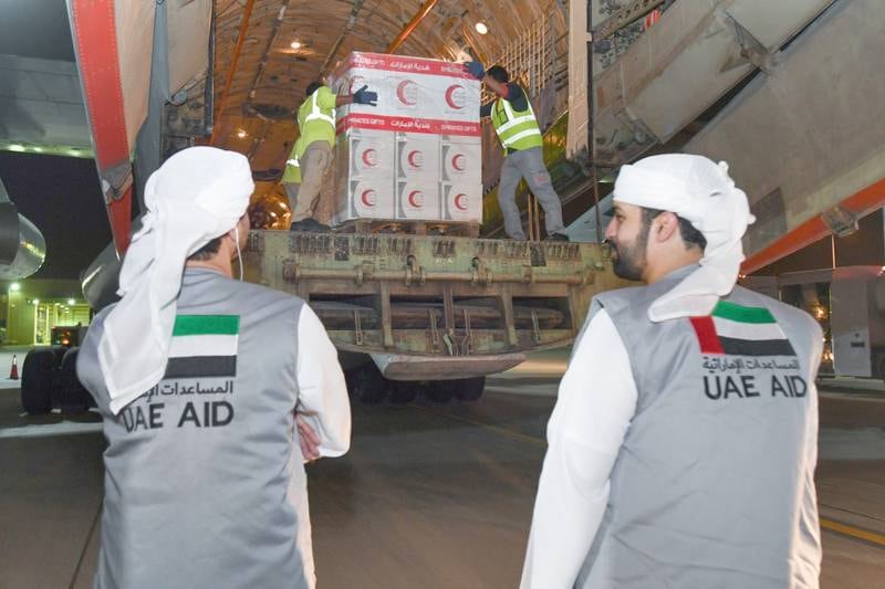 The UAE sends a plane carrying 30 tonnes of urgent foodstuffs for earthquake victims in Afghanistan. Wam