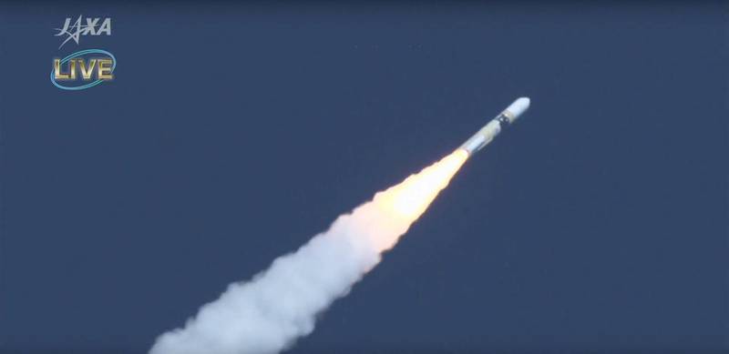 Still from the livestream of the KhalifaSat Launch, at Tanegashima Space Centre, Japan. 