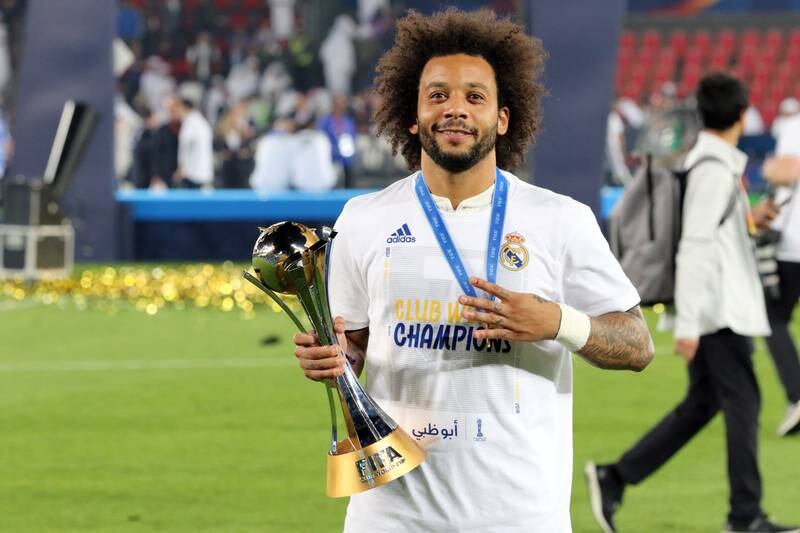 Marcelo celebrates with the Fifa Club World Cup in 2018 after winning the final against Al Ain in Abu Dhabi. EPA