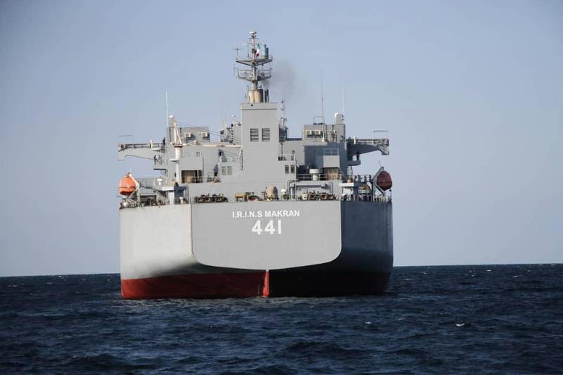 The warship Makran in the Gulf of Oman. EPA