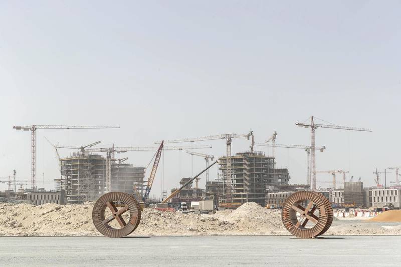 DUBAI, UNITED ARAB EMIRATES. 11 OCTOBER 2018. Site visit to the Expo 2020 construction site. Heavy construction underway in preperation to the build up to 2010.General image as one enters the site. (Photo: Antonie Robertson/The National) Journalist: Ramola Talwar. Section: National.