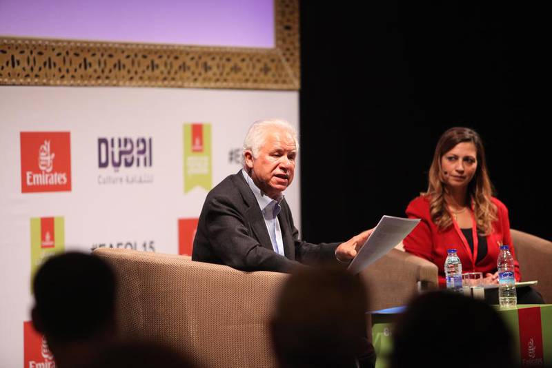 Mourid Barghouti at Emirates Airlines Festival of Literature. Courtesy Emirates Airlines Festival of Literature