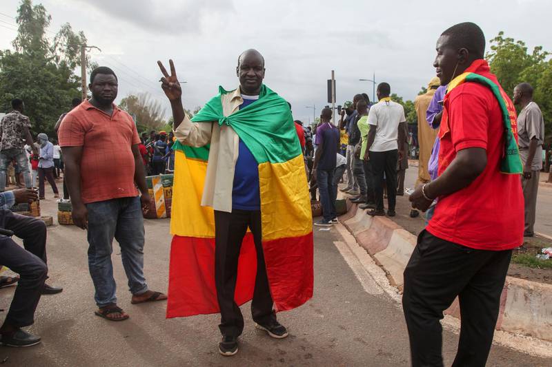 Anti-government protesters demonstrate in the capital Bamako, Mali. AP